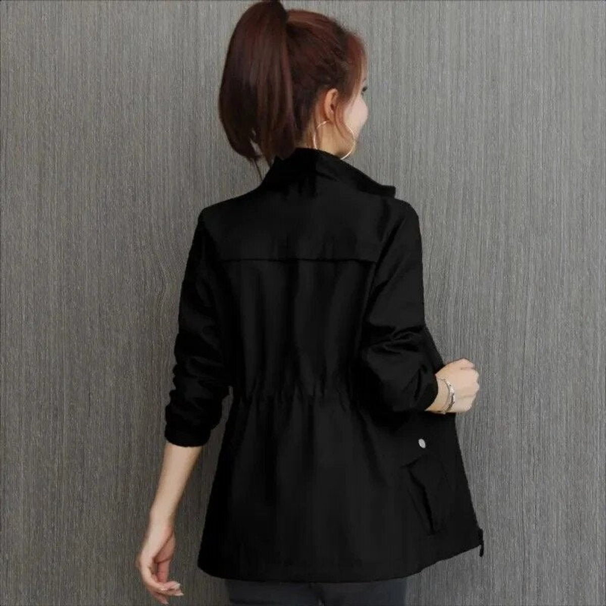 Harper | Women's Lightweight Zip-Up Drawstring Bomber Jacket — 2