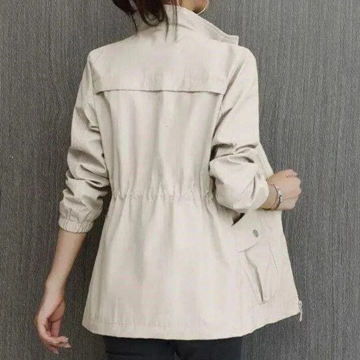 Harper | Women's Lightweight Zip-Up Drawstring Bomber Jacket — 3