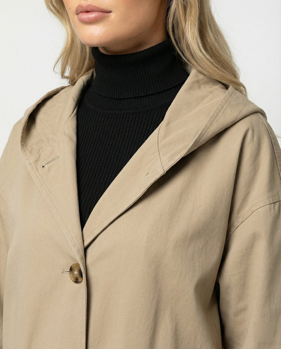 Olivia | Women's Long Hooded Waterproof Windproof Trench Coat — 2