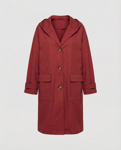 Olivia | Women's Long Hooded Waterproof Windproof Trench Coat — 6