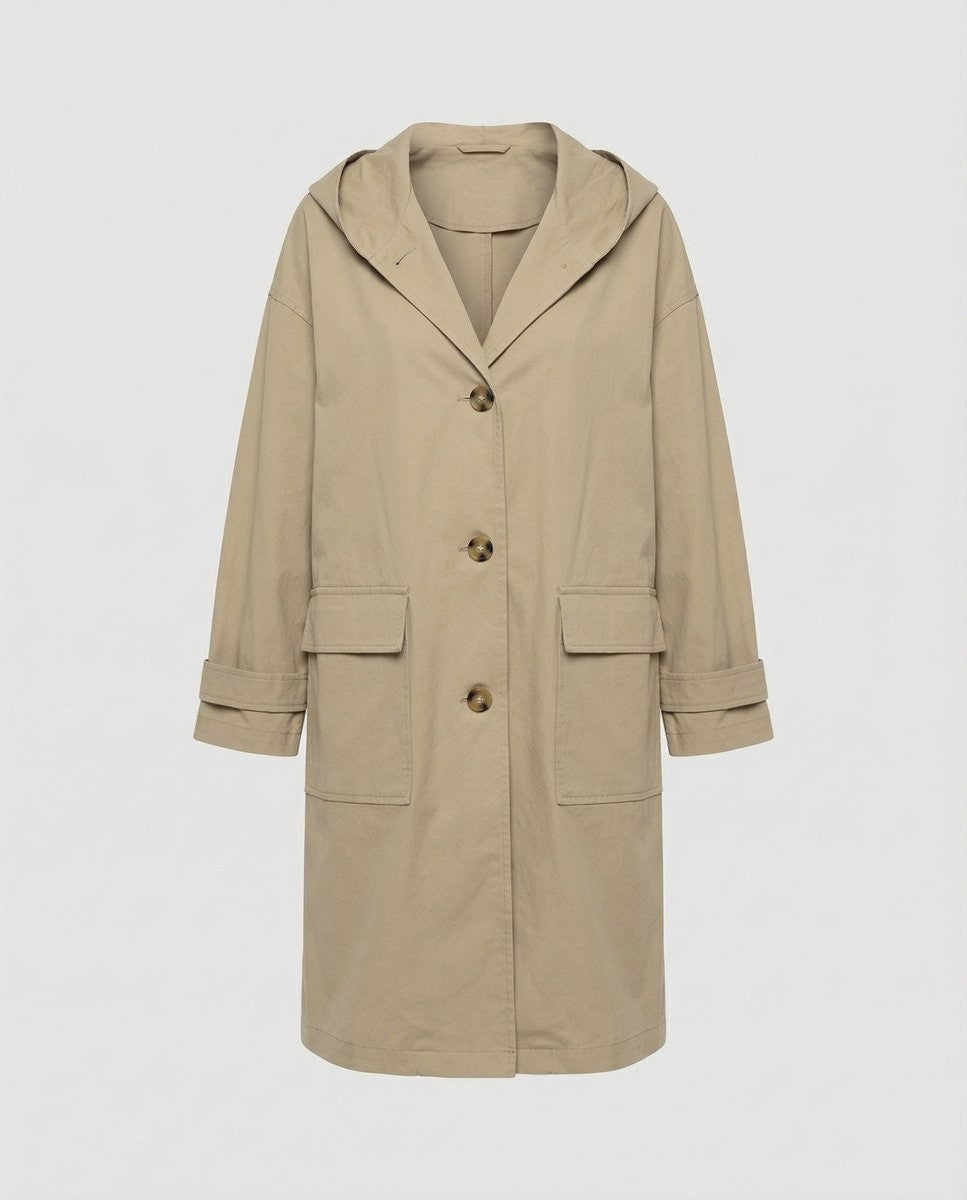 Olivia | Women's Long Hooded Waterproof Windproof Trench Coat — 7