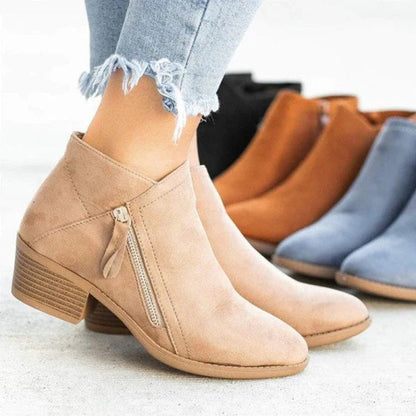Sophia | Bottines à talon bas pour femmes avec zip sur le côté en daim — 4