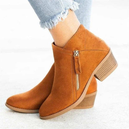 Sophia | Bottines à talon bas pour femmes avec zip sur le côté en daim — 5