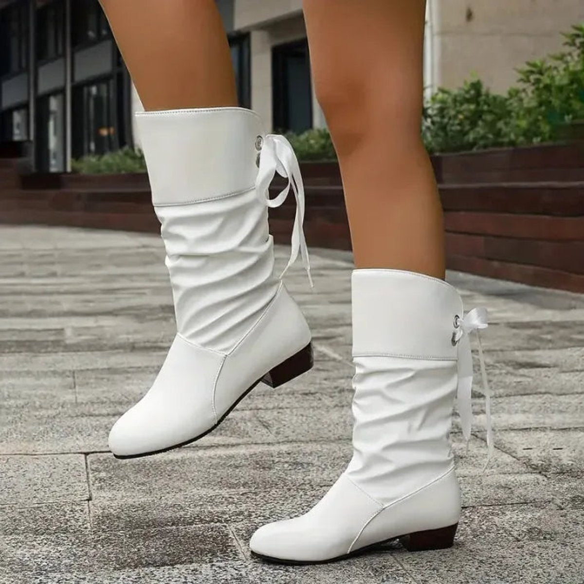 Charlotte | Women's Mid-Calf Lace-Up Slouchy Block Heel Ankle Boots — 12