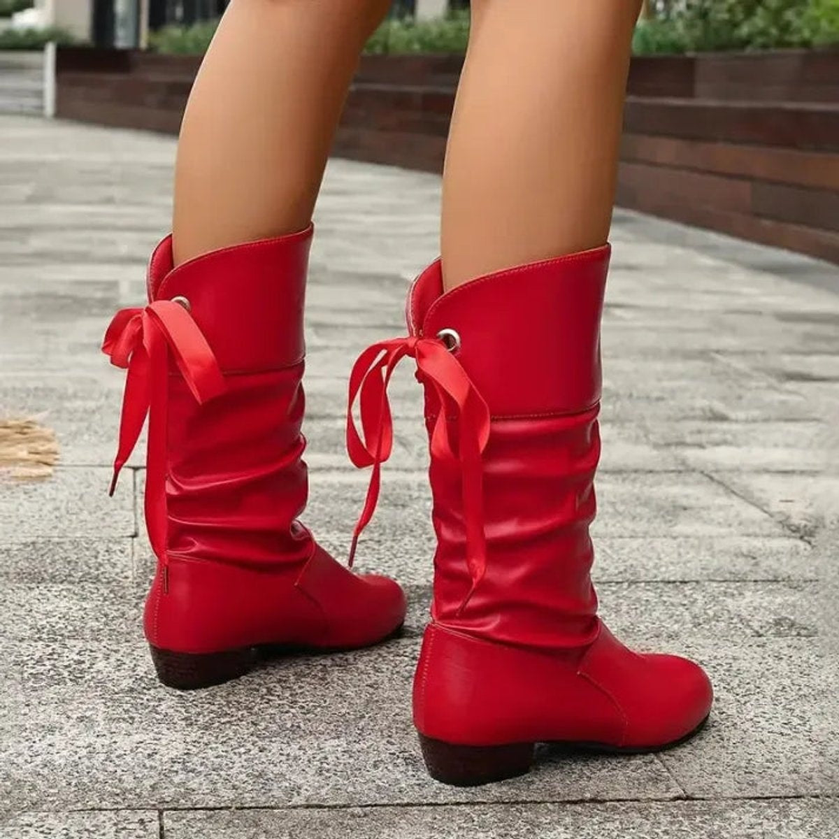 Charlotte | Women's Mid-Calf Lace-Up Slouchy Block Heel Ankle Boots — 8