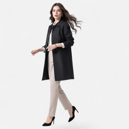 Layla | Women's Mid-Length Wool-Blend Double-Breasted Trench Coat — 2