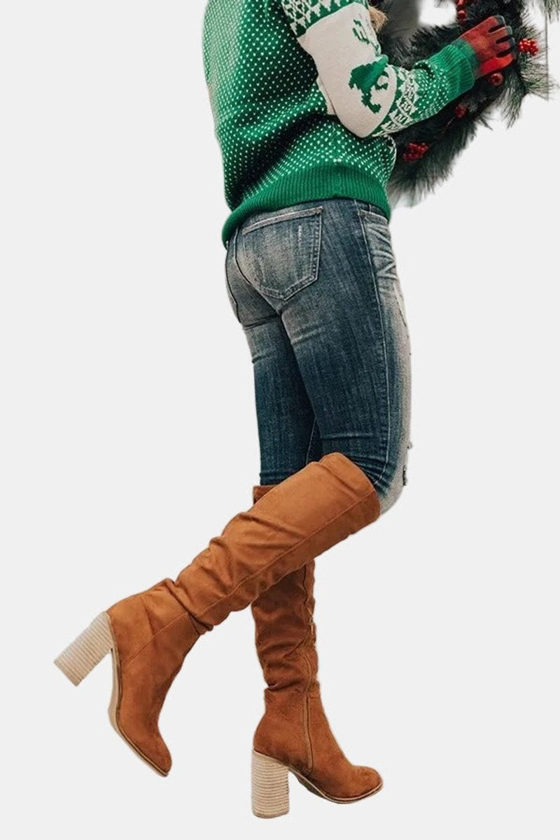 Aria | Women's Over-the-Knee Block-Heel Stretch Ankle Boots — 5