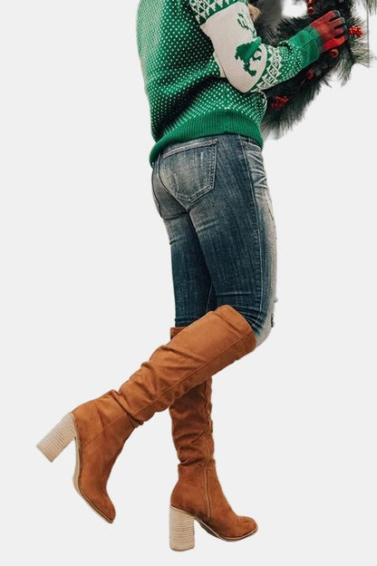 Aria | Women's Over-the-Knee Block-Heel Stretch Ankle Boots — 5