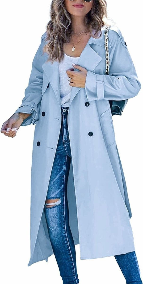 Victoria | Manteau Trench Long Femme Oversize à Double Boutonnage avec Ceinture — 10
