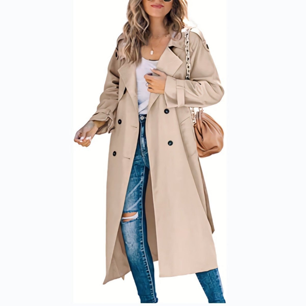 Victoria | Manteau Trench Long Femme Oversize à Double Boutonnage avec Ceinture — 11