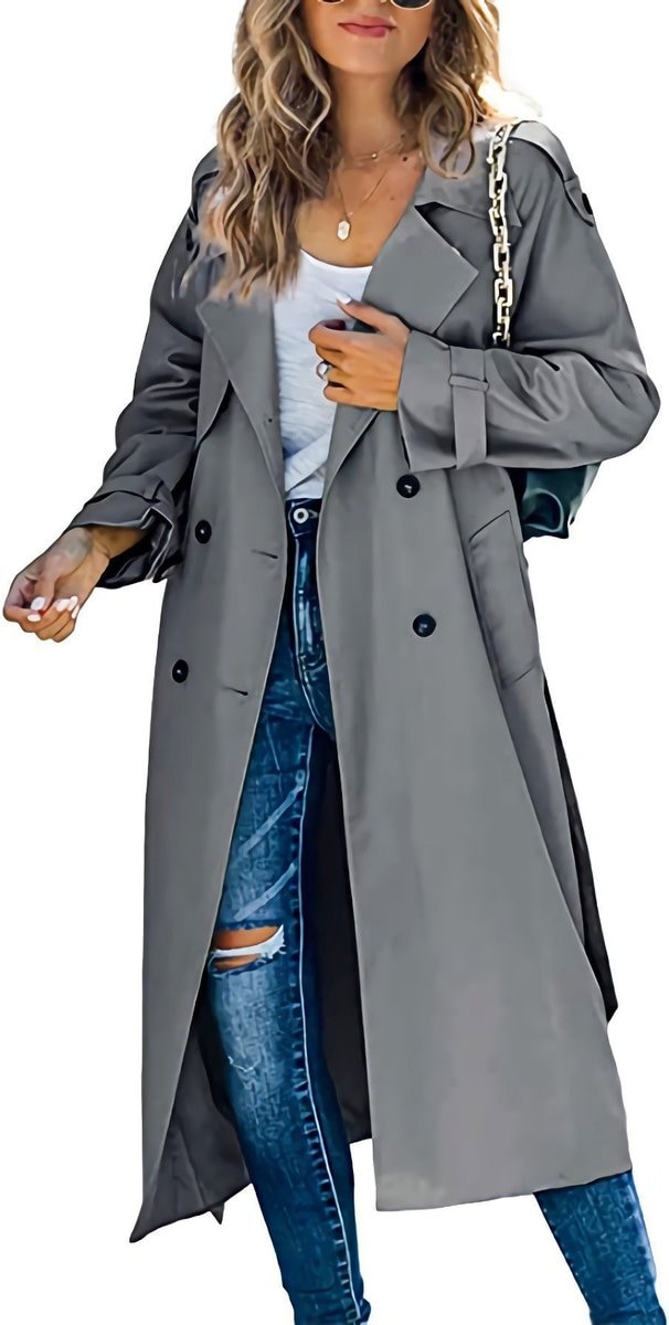 Victoria | Manteau Trench Long Femme Oversize à Double Boutonnage avec Ceinture — 12