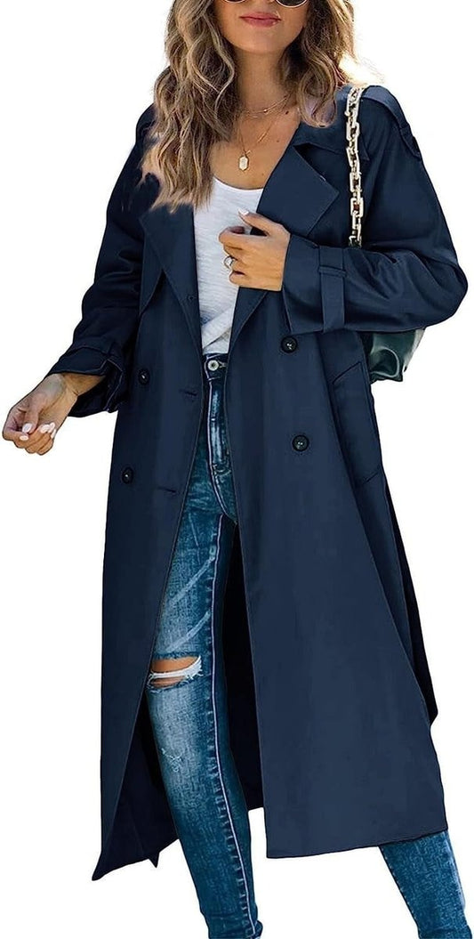 Victoria | Manteau Trench Long Femme Oversize à Double Boutonnage avec Ceinture — 1