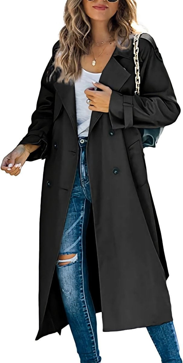 Victoria | Manteau Trench Long Femme Oversize à Double Boutonnage avec Ceinture — 2