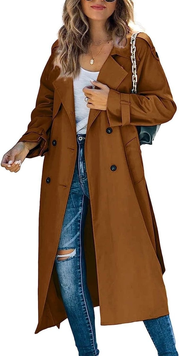 Victoria | Manteau Trench Long Femme Oversize à Double Boutonnage avec Ceinture — 3