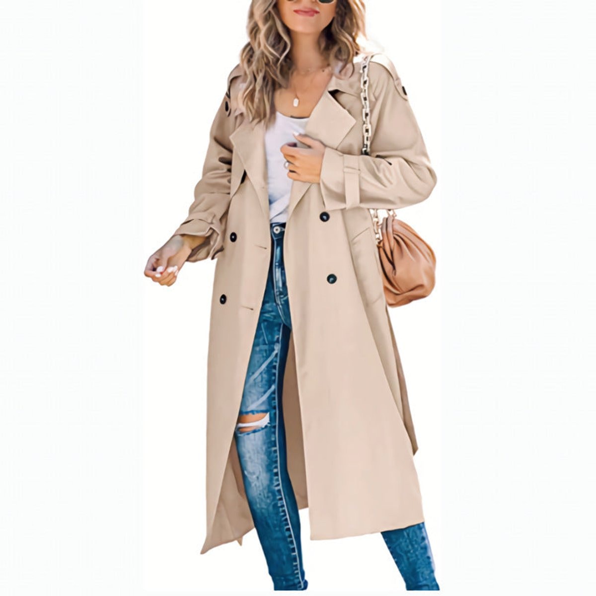 Victoria | Manteau Trench Long Femme Oversize à Double Boutonnage avec Ceinture — 6