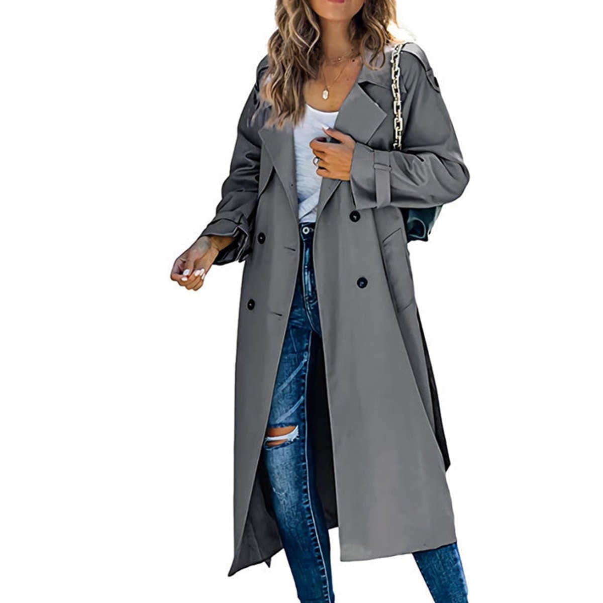 Victoria | Manteau Trench Long Femme Oversize à Double Boutonnage avec Ceinture — 7