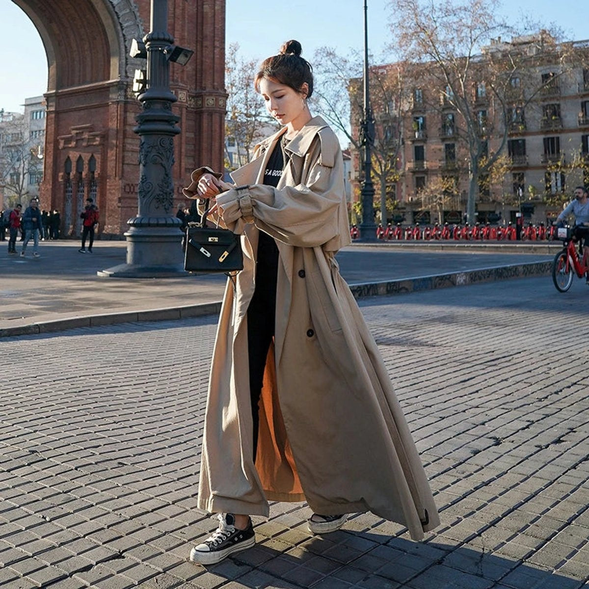 Isabella | Women's Oversized Double-Breasted Long Trench Coat — 4