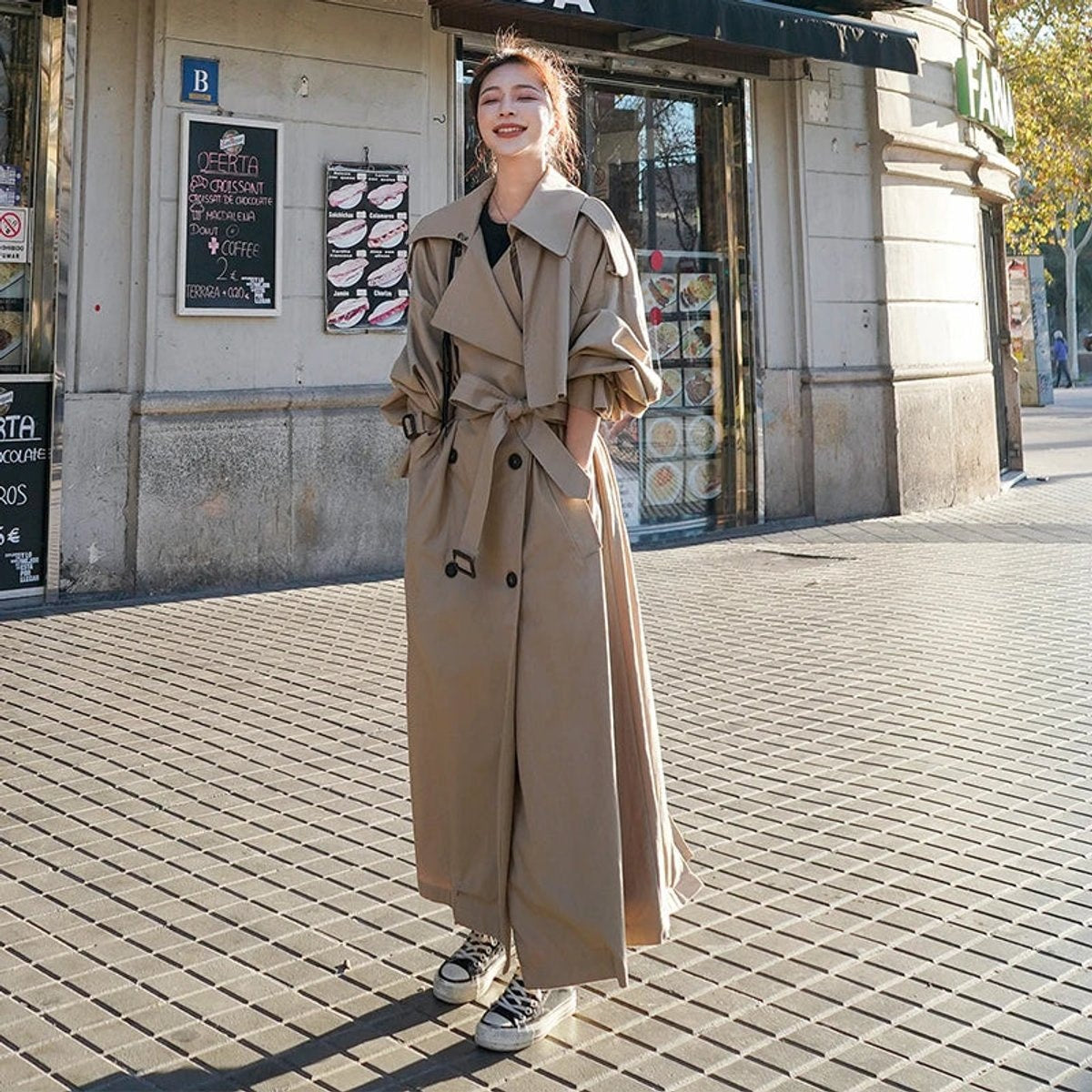 Isabella | Women's Oversized Double-Breasted Long Trench Coat — 6