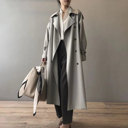 Charlotte | Women's Oversized Double-Breasted Water-Repellent Long Trench Coat — 1