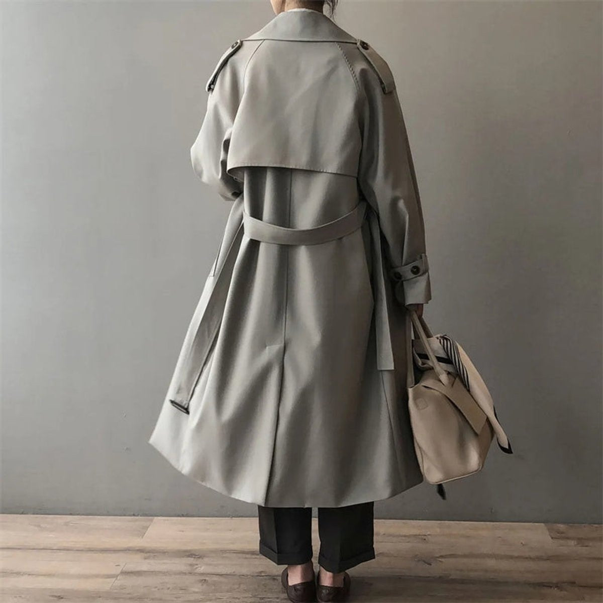 Charlotte | Women's Oversized Double-Breasted Water-Repellent Long Trench Coat — 2