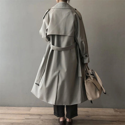 Charlotte | Women's Oversized Double-Breasted Water-Repellent Long Trench Coat — 2