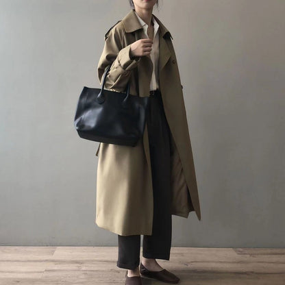 Charlotte | Women's Oversized Double-Breasted Water-Repellent Long Trench Coat — 3