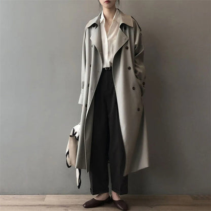 Charlotte | Women's Oversized Double-Breasted Water-Repellent Long Trench Coat — 4