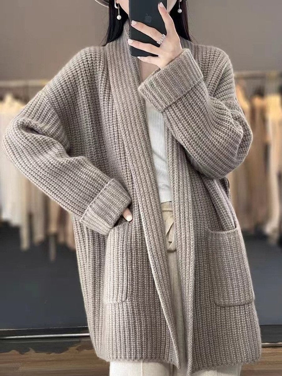 Aria | Women's Oversized Open-Front Chunky Knit Cardigan Sweater — 5
