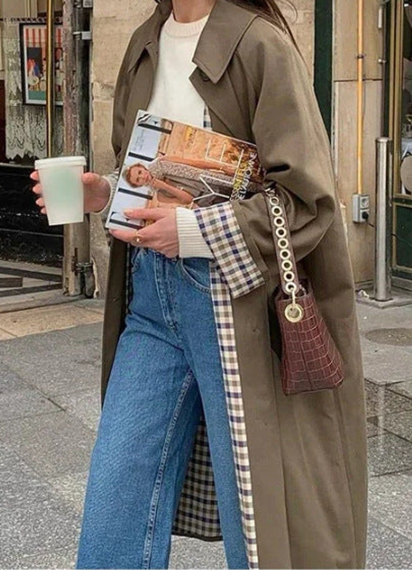 Victoria | Women's Oversized Plaid-Lined Long Trench Coat — 6