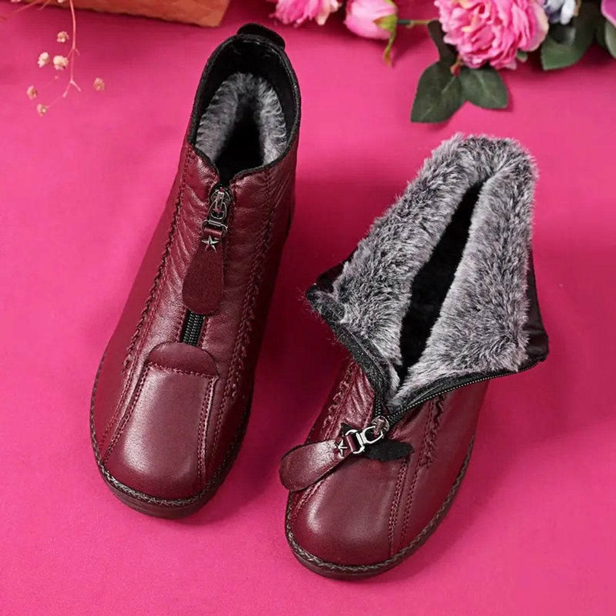 Scarlett | Women's Slip-Resistant Fleece-Lined Leather Ankle Boots — 1