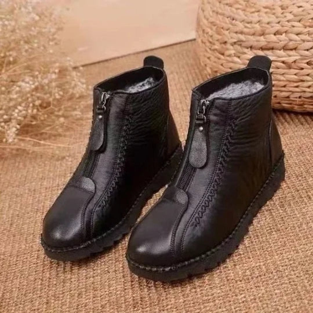 Scarlett | Women's Slip-Resistant Fleece-Lined Leather Ankle Boots — 6