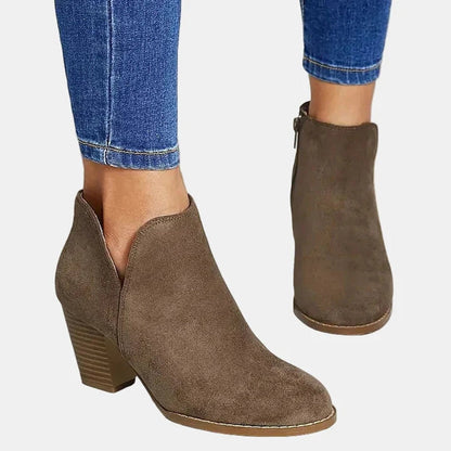 Luna | Bottines à talon bloc en suède pour femmes avec fermeture éclair sur le côté — 2