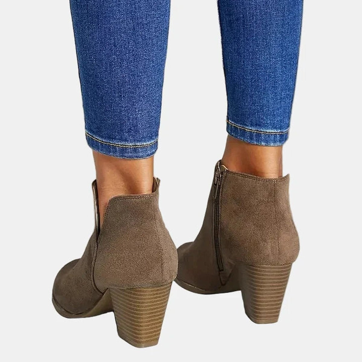 Luna | Bottines à talon bloc en suède pour femmes avec fermeture éclair sur le côté — 4