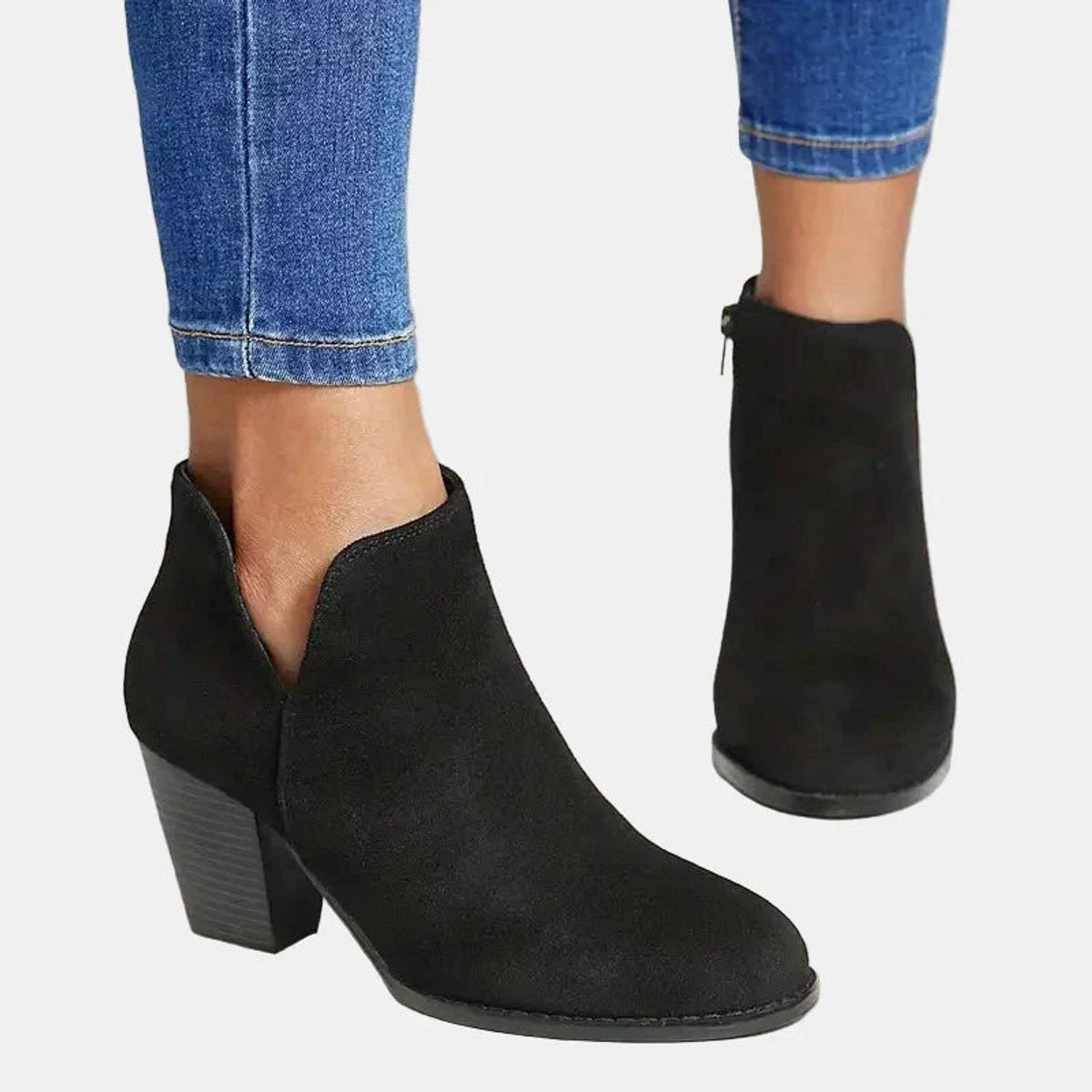 Luna | Bottines à talon bloc en suède pour femmes avec fermeture éclair sur le côté — 6
