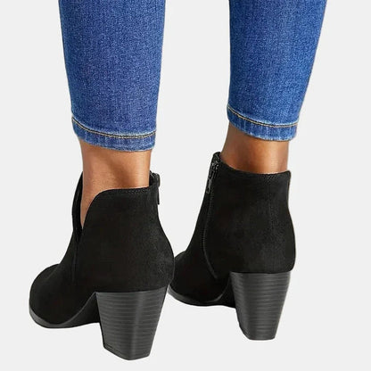 Luna | Bottines à talon bloc en suède pour femmes avec fermeture éclair sur le côté — 8
