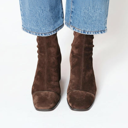 Isabella | Bottines à talon bloc et à bout carré en daim pour femmes — 2