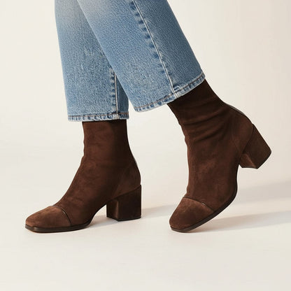Isabella | Bottines à talon bloc et à bout carré en daim pour femmes — 3