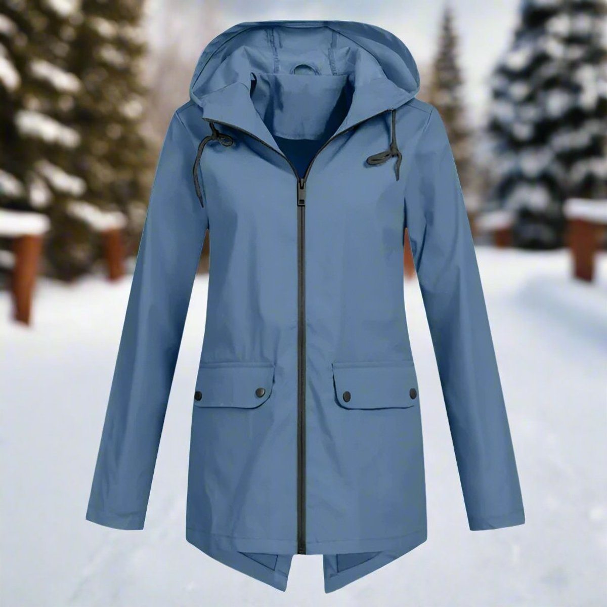 Isabella | Women's Waterproof Hooded Zip-Up Rain Jacket Adjustable Cuffs Pockets — 13