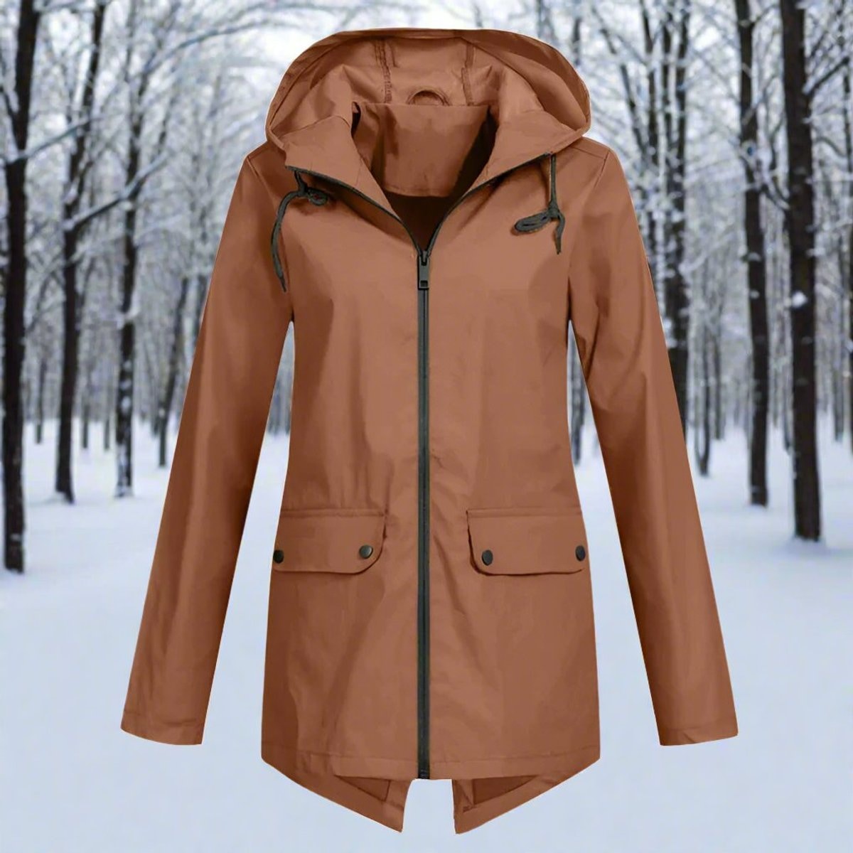 Isabella | Women's Waterproof Hooded Zip-Up Rain Jacket Adjustable Cuffs Pockets — 14