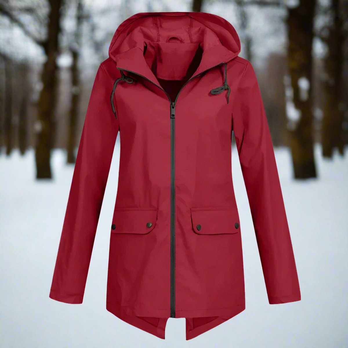 Isabella | Women's Waterproof Hooded Zip-Up Rain Jacket Adjustable Cuffs Pockets — 17