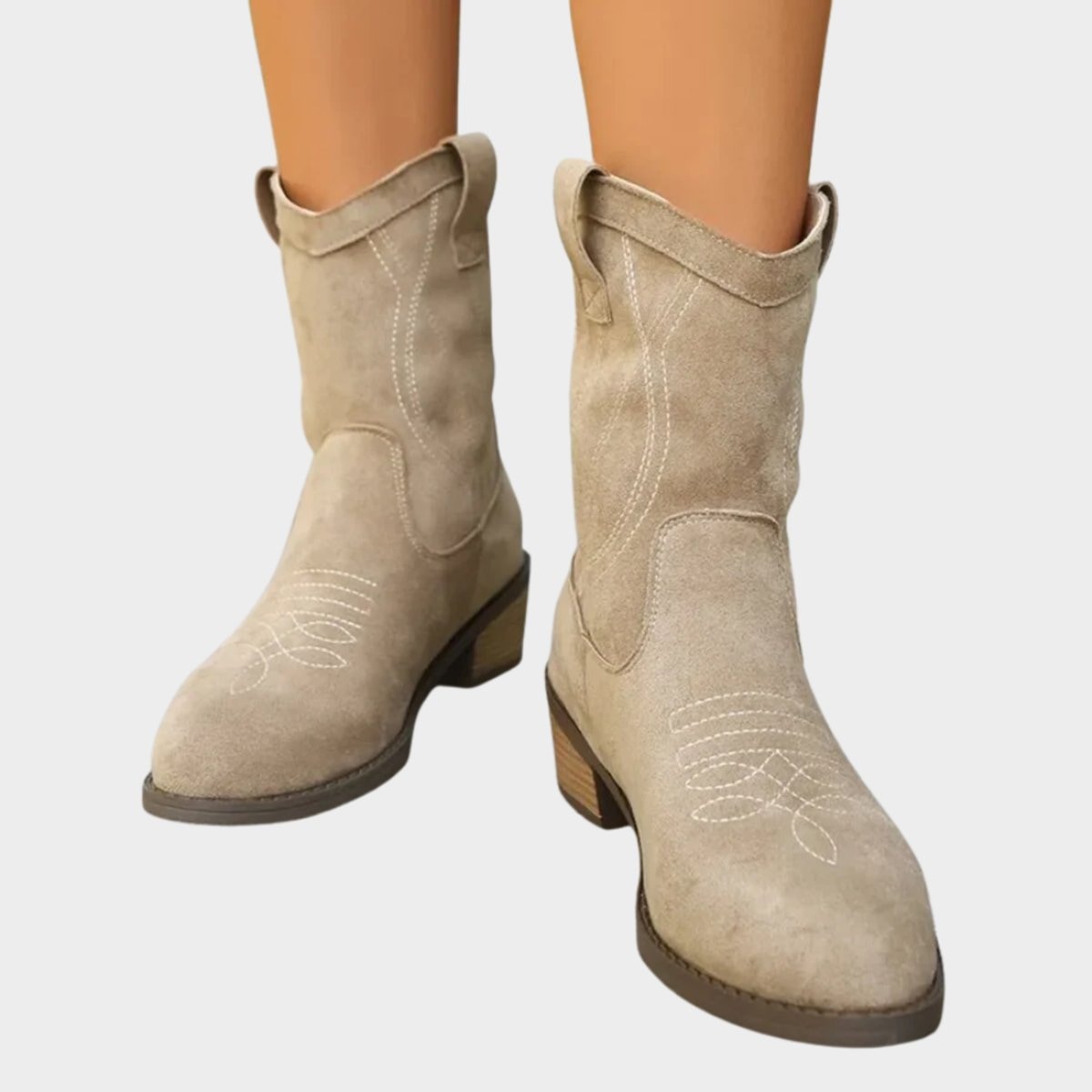 Madison | Bottes de cheville en suède brodé Western pour femmes — 1
