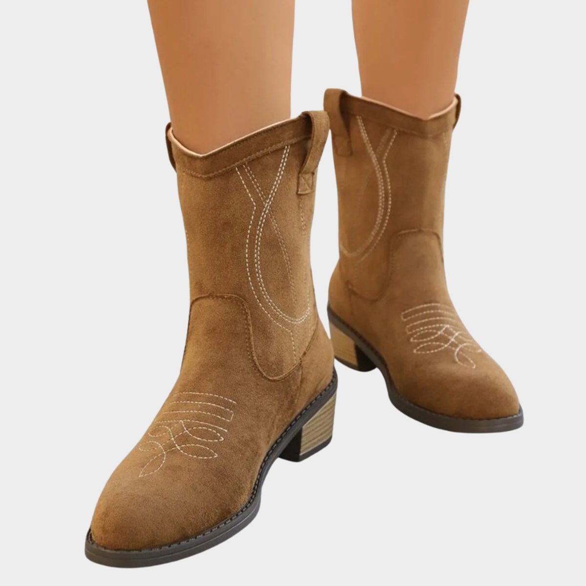 Madison | Bottes de cheville en suède brodé Western pour femmes — 2