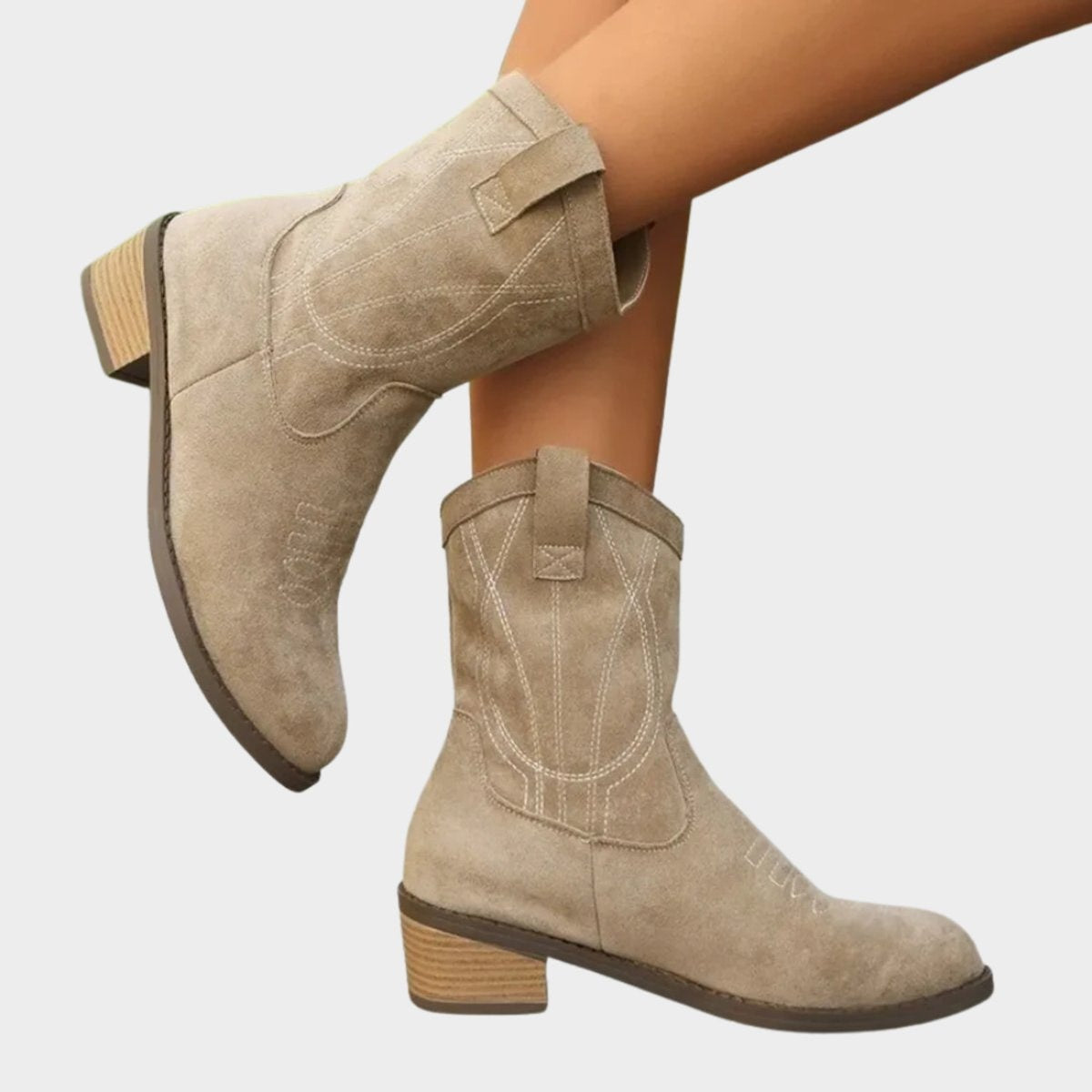 Madison | Bottes de cheville en suède brodé Western pour femmes — 4