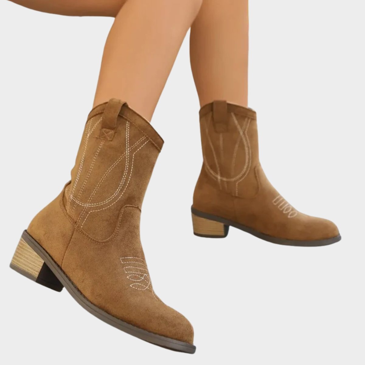 Madison | Bottes de cheville en suède brodé Western pour femmes — 5