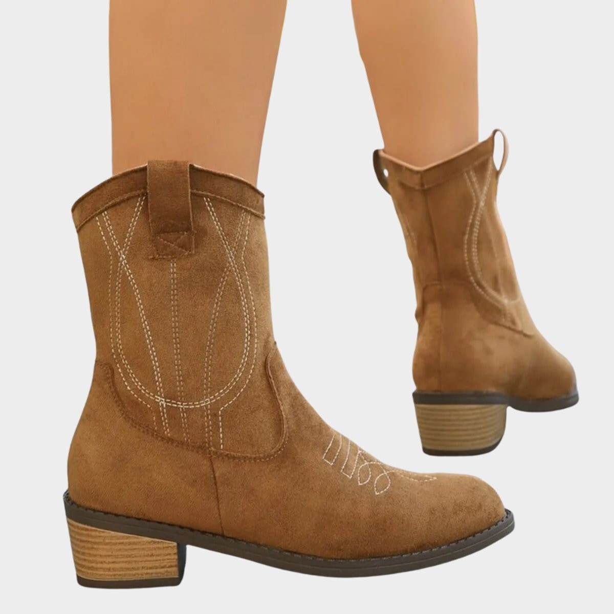 Madison | Bottes de cheville en suède brodé Western pour femmes — 6