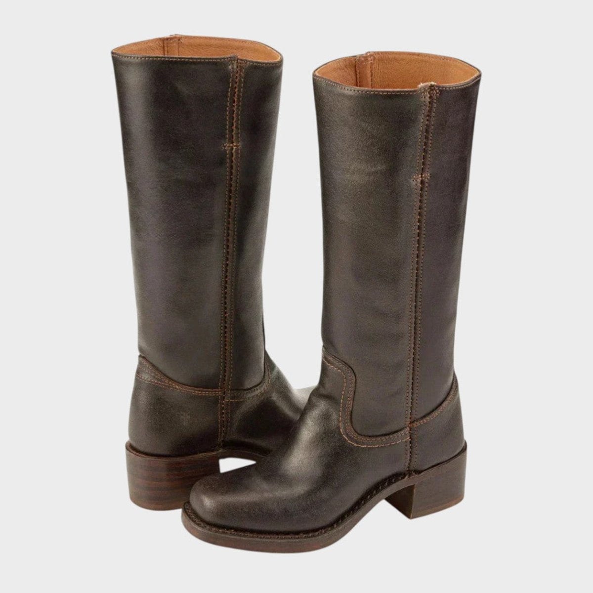 Aria | Women's Western Leather Knee High Boots Block Heel — 1