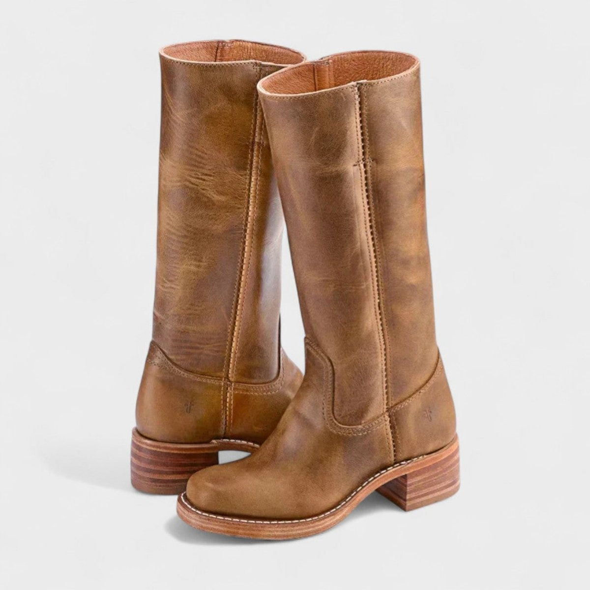 Aria | Women's Western Leather Knee High Boots Block Heel — 3